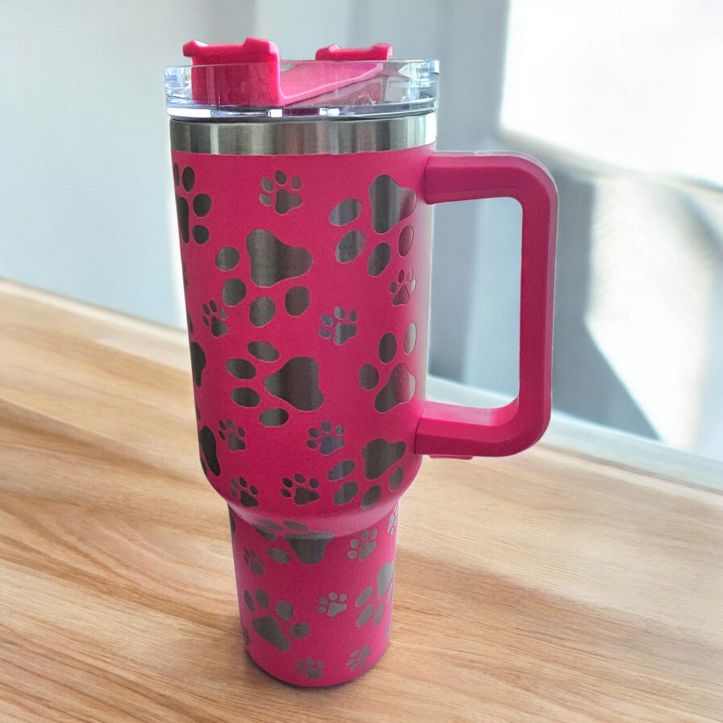 40oz Paw Print Tumbler with Handle