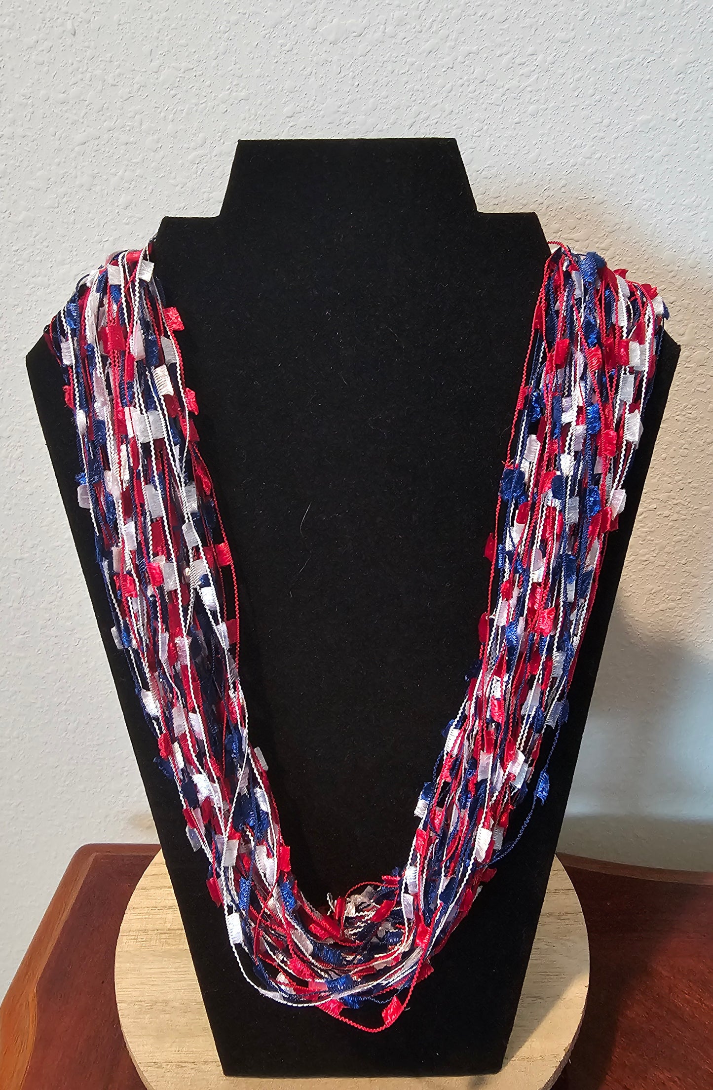 Blue Red White Trellis Scarf