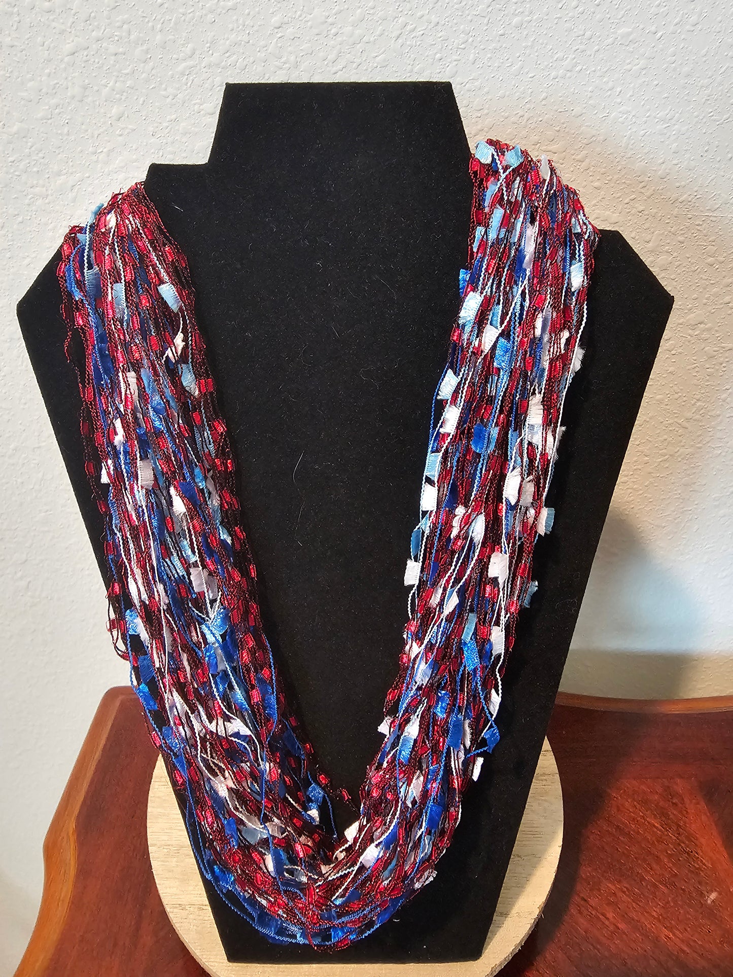 Blue Red White Trellis Scarf