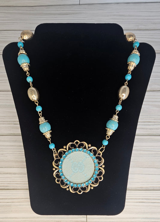 Gypsy South Gucci Upcycled Beaded Turquoise Necklace