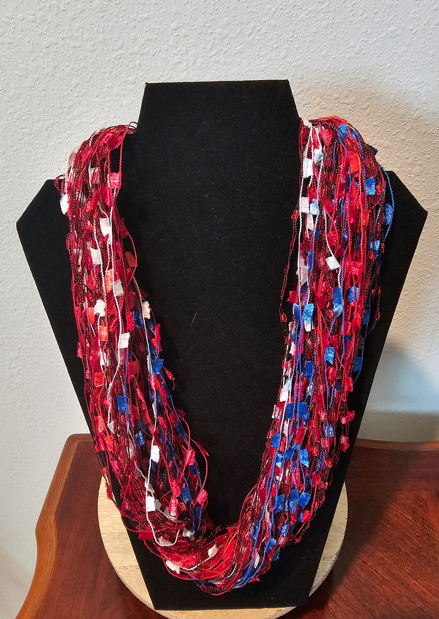 Blue Red White Trellis Scarf