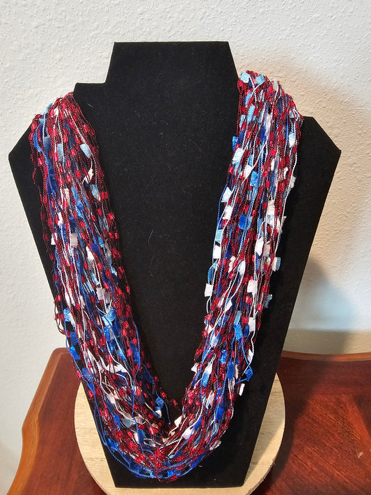 Blue Red White Trellis Scarf
