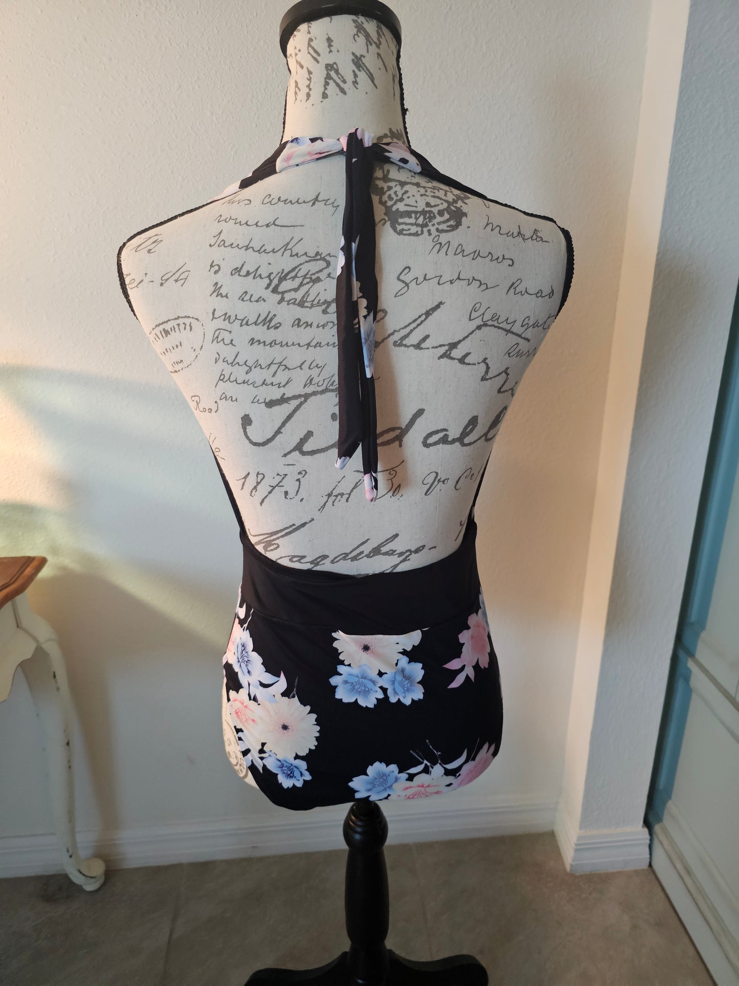 Floral Black One Piece Bathing Suit
