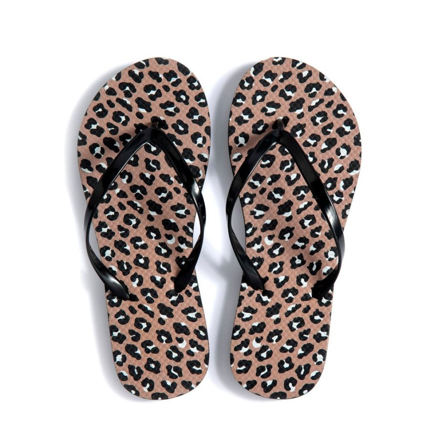 Leopard Print Bag with Flip Flops